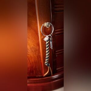 Braided Floral Keychain with Silver Clip